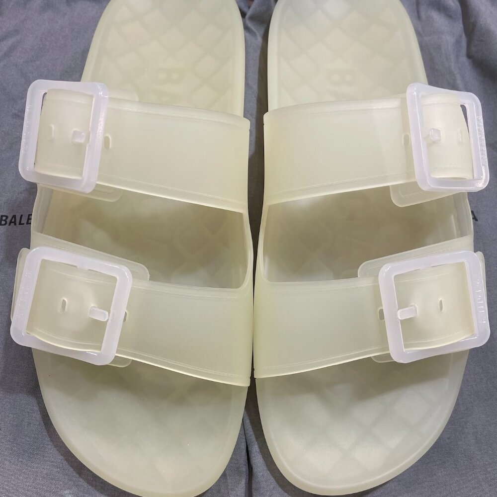 BALENCIAGA  Men's Size 44 (US 11) Mallorca Slide Sandal - Clear White